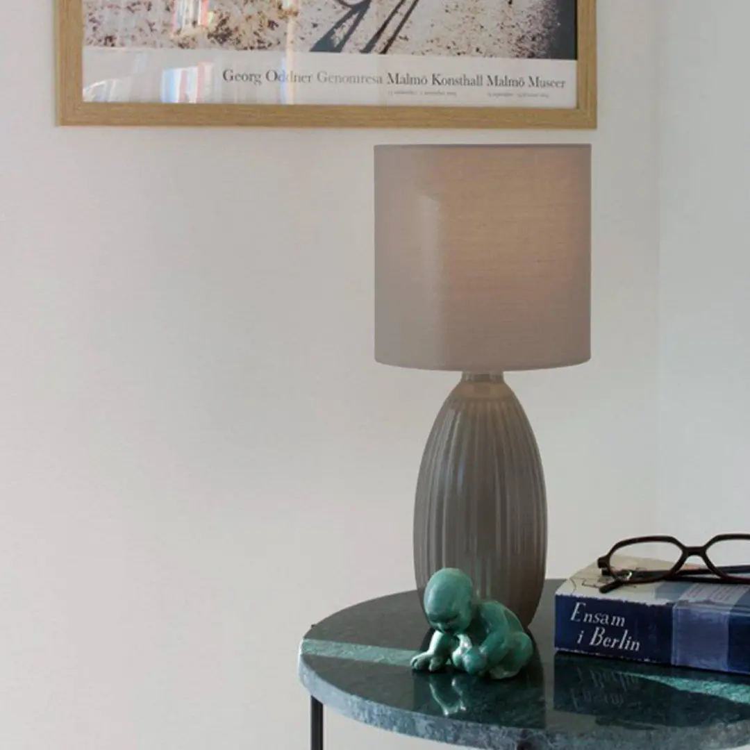 PR Home Tischlampe Uno, braun, Höhe 37 cm, Textil/Keramik