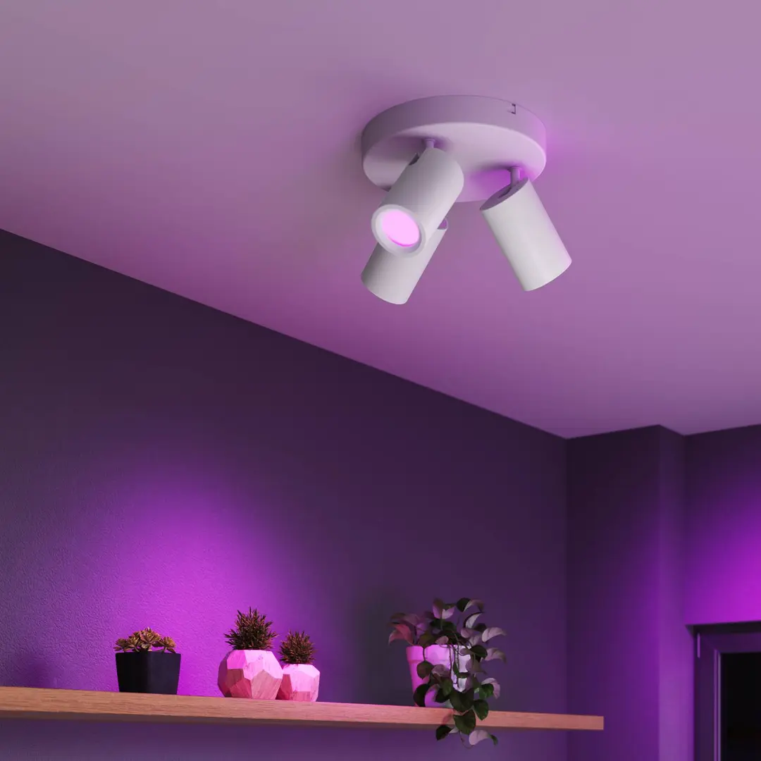 Calex Smart Deckenspot, weiß, Ø 21 cm, 3-flg., GU10-LED RGBW