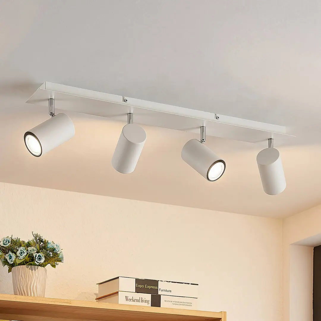Lindby Deckenstrahler Joffrey, 70 cm, weiß, 4-flg., GU10