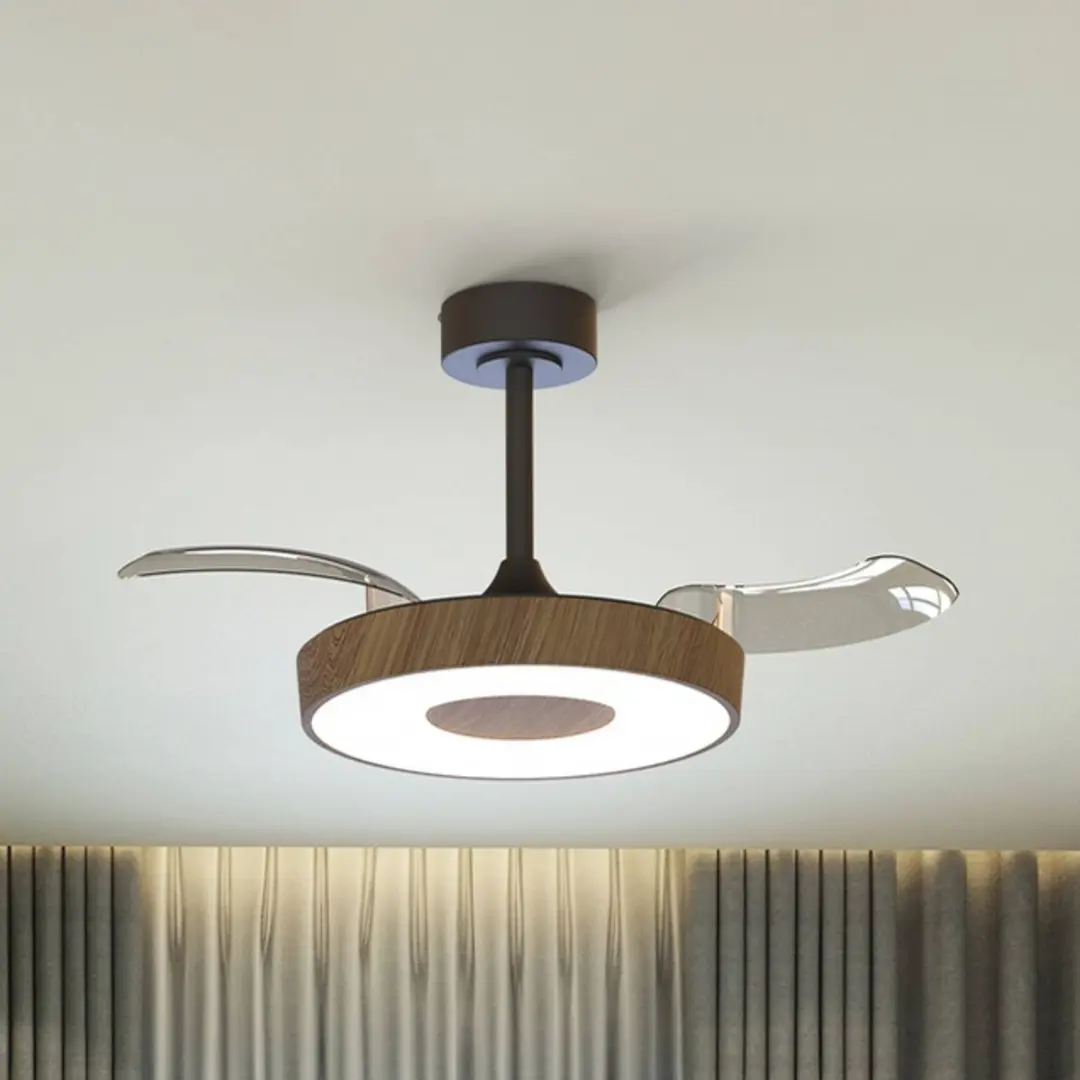 Mantra Iluminación Smart LED-Deckenventilator Coin Mini holz/schwarz DC leise