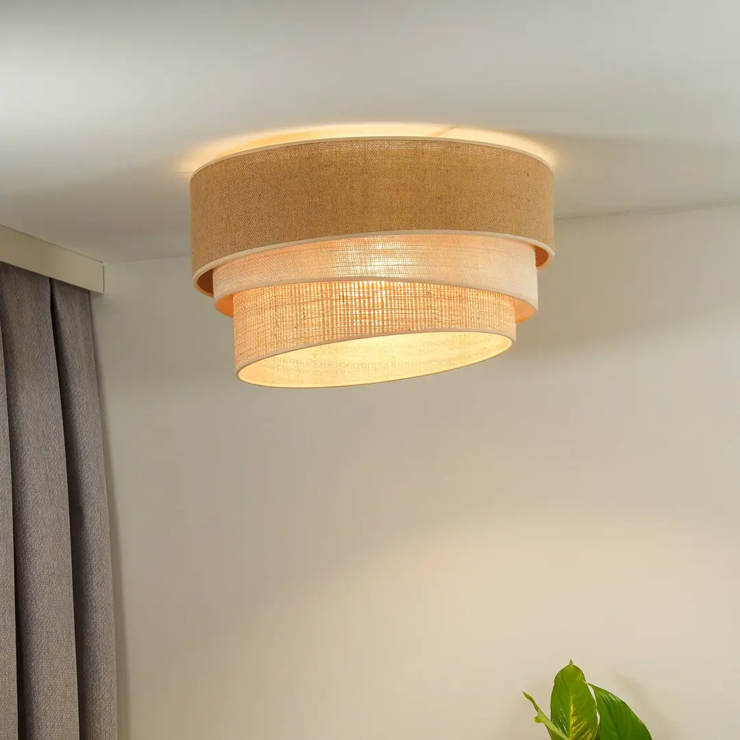 Duolla Deckenlampe Trio Jute, naturbraun/weiß/raffia Ø 45 cm