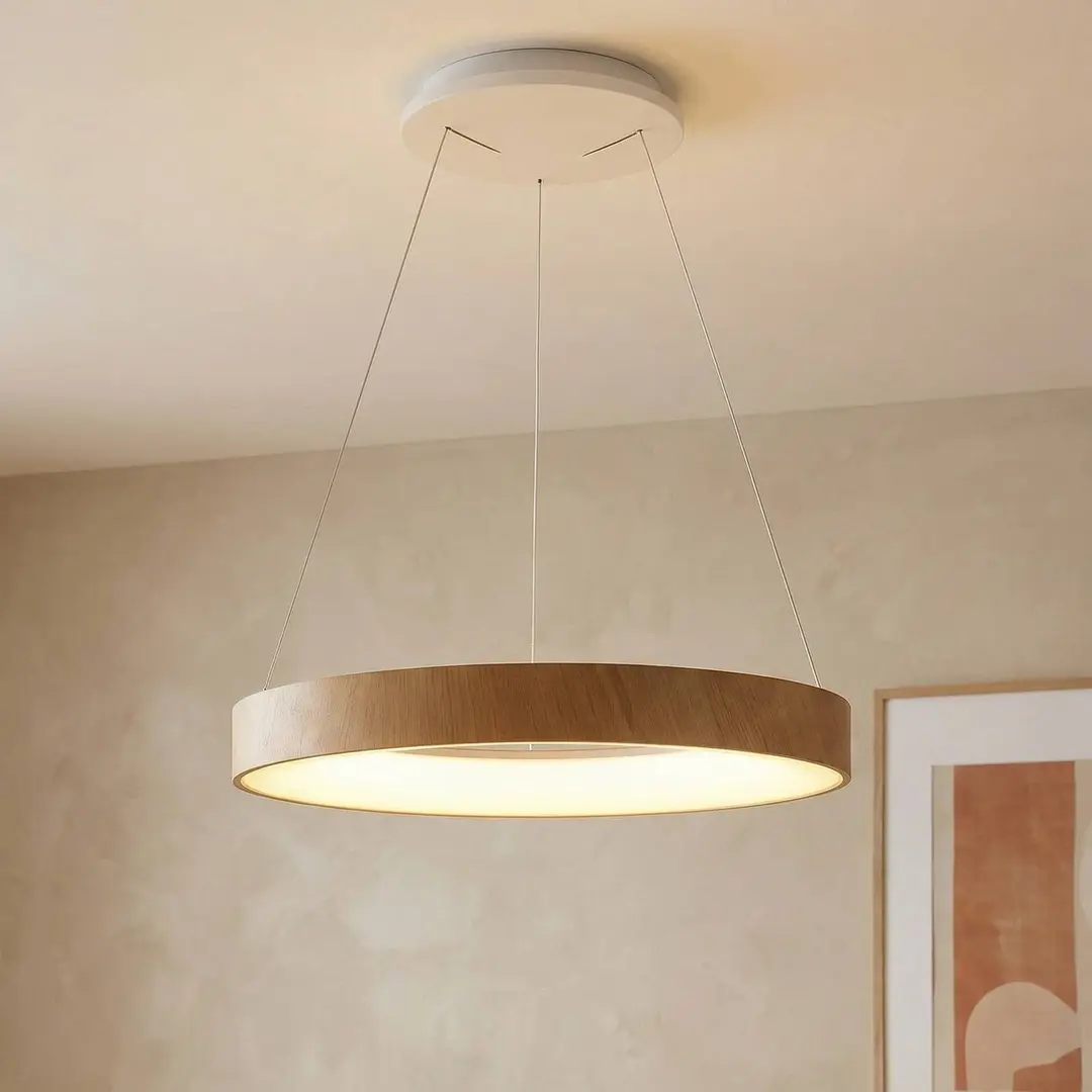 Mantra Iluminación Smart LED-Hängelampe Niseko II, Ø 38,cm, holzfarben, CCT