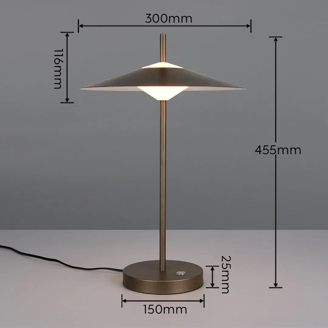 Trio Lighting LED-Tischlampe Amalo platinfarben, Höhe 46 cm, Metall, CCT