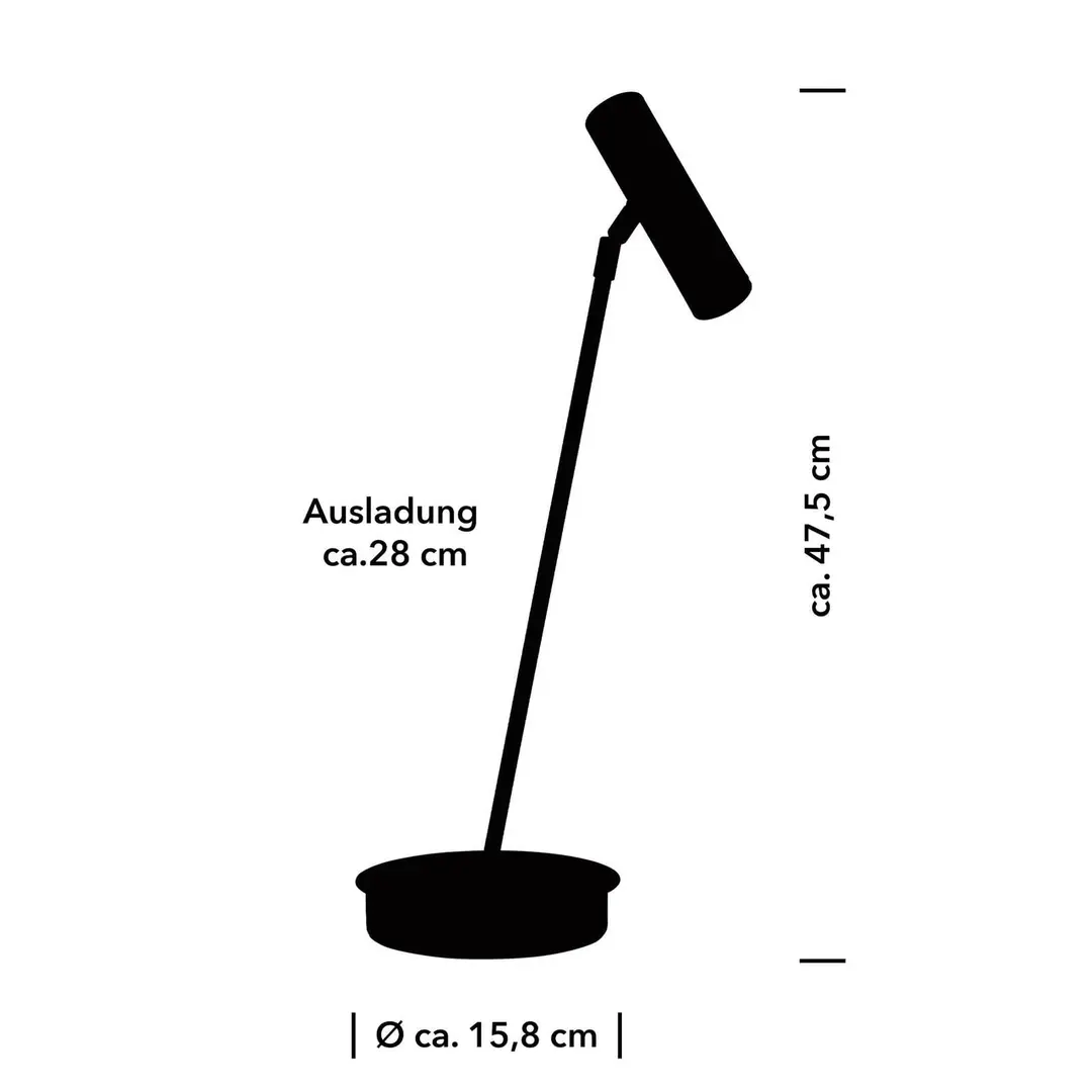 HELL LED-Tischleuchte Tom Pro, schwarz, Höhe 47 cm, CCT, Dimmer