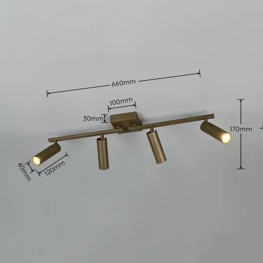 Trio Lighting Deckenstrahler Dara, Länge 66 cm platinfarben Metall, 4-flg.