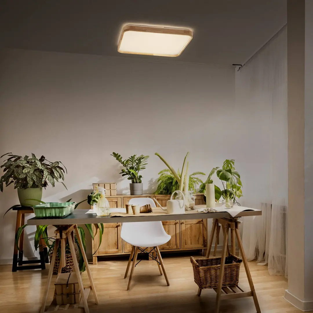 OSRAM LED-Deckenlampe ORBIS ALICIA, 29 x 29 cm holz clickdim