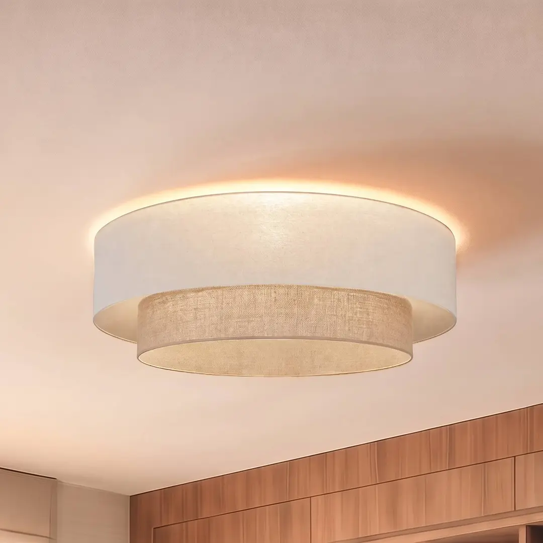 Duolla Deckenlampe Boho, beige/jute, Ø 80 cm, Textil, E27