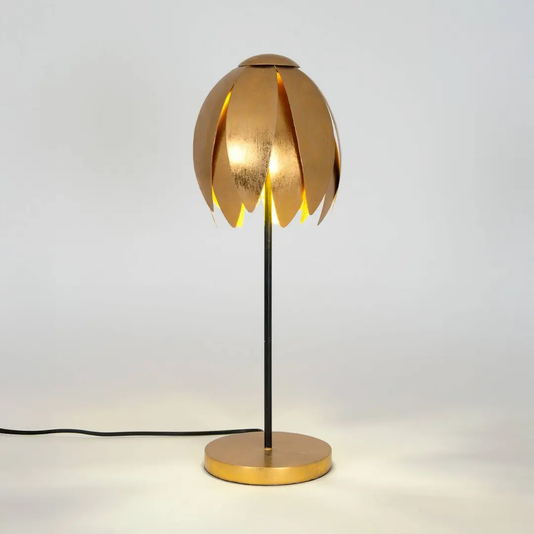 Holländer Tischlampe FLORILUME, goldfarben, Höhe 50 cm, Metall, 2 x G9