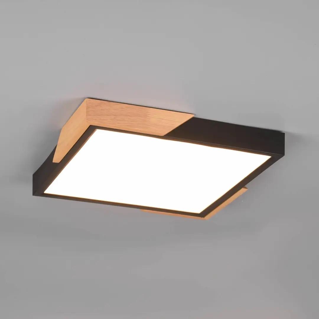 Reality Leuchten LED-Deckenlampe Meta, 31,5x31,5cm, 3.000K, schwarz