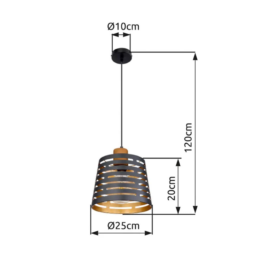 Globo Hängelampe Ablona, Ø 25 cm, schwarz/goldfarben, Metall