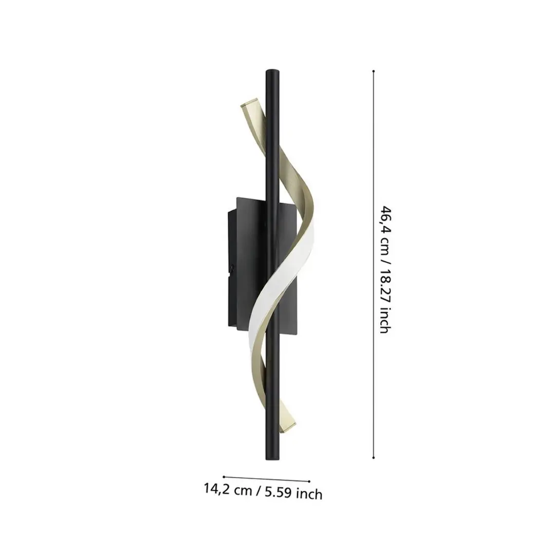 EGLO LED-Wandleuchte CONAPRATO, schwarz/messing, 47 cm, CCT
