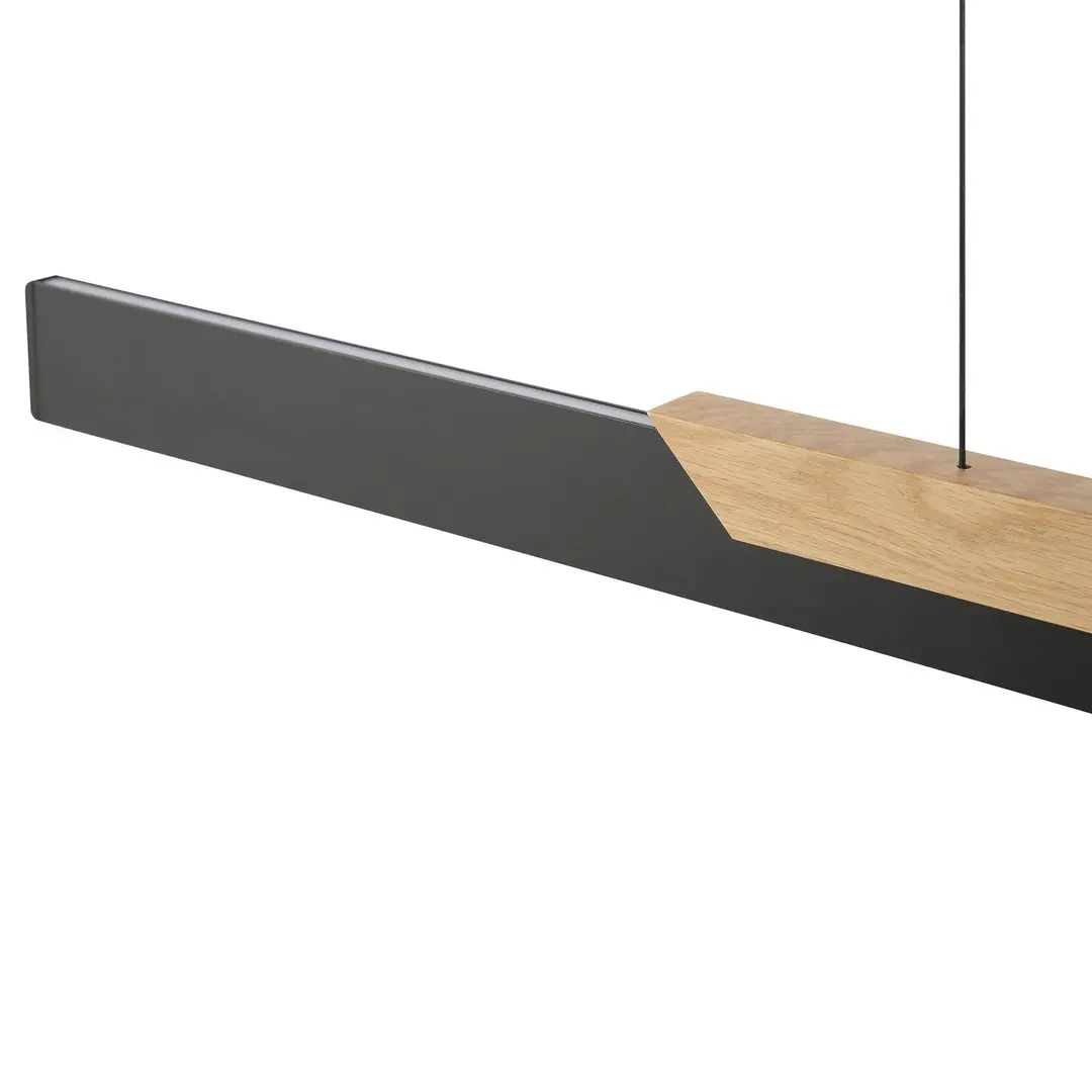 Brilliant LED-Hängelampe Arcus, schwarz/braun Länge 121 cm Metall/Holz