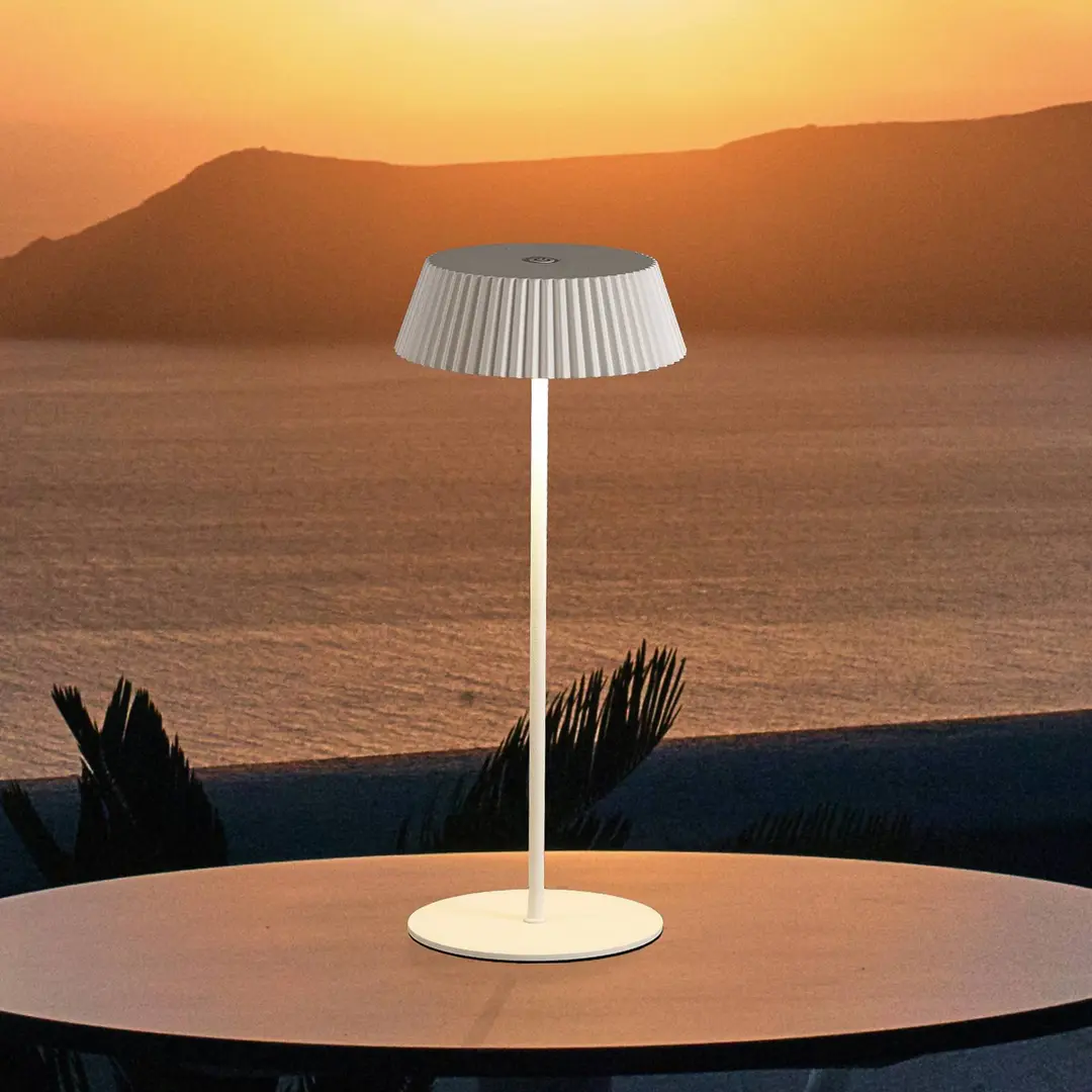 Mantra Iluminación LED-Tischleuchte Relax mit Fuß, weiß, akkubetrieben, IP54