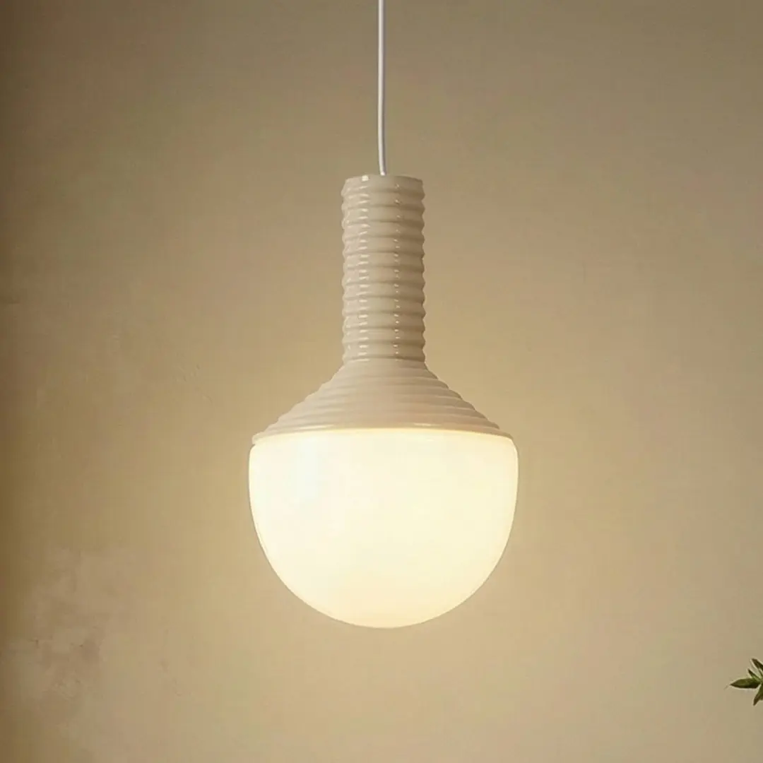 Lucande Hängeleuchte Florine, beige/opal, Keramik, Glas