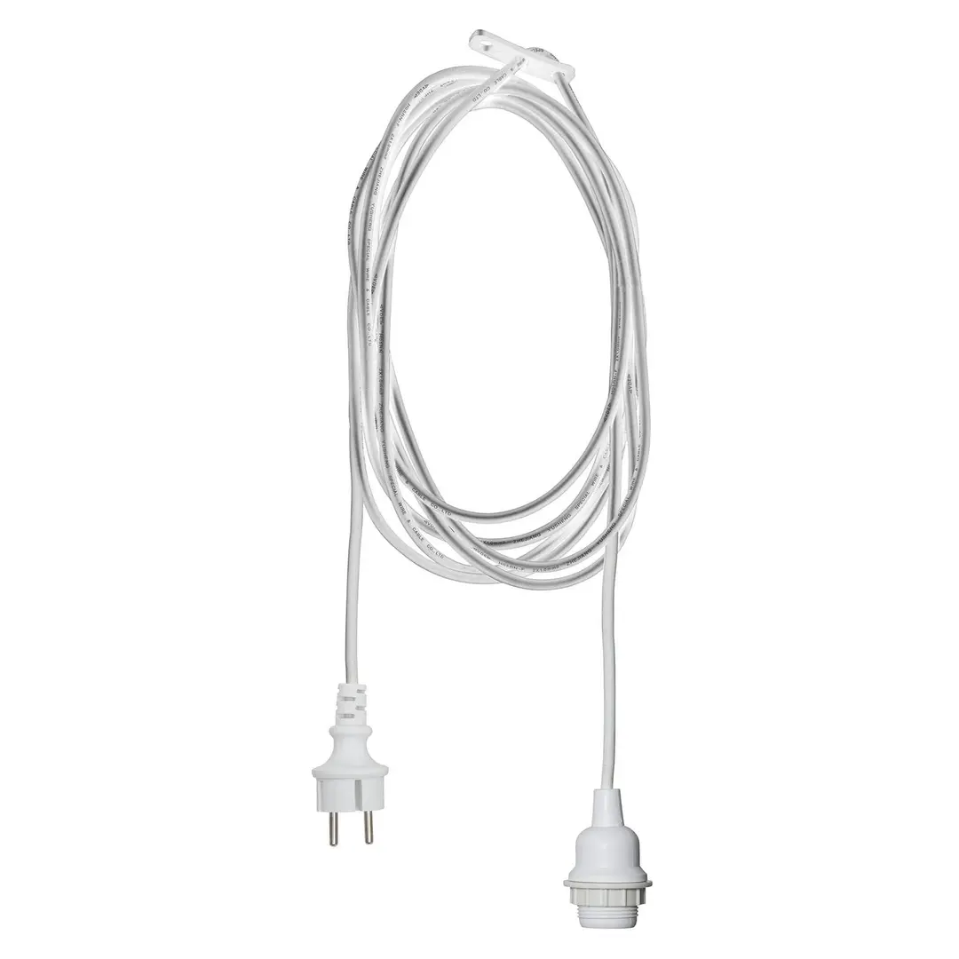 STAR TRADING E27-Fassung mit Kabel Ute, 2,5 m, weiß