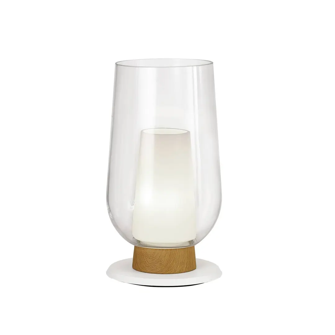 Mantra Iluminación Tischleuchte Nora, weiß-transparent, Höhe 33cm, Glas, Metall