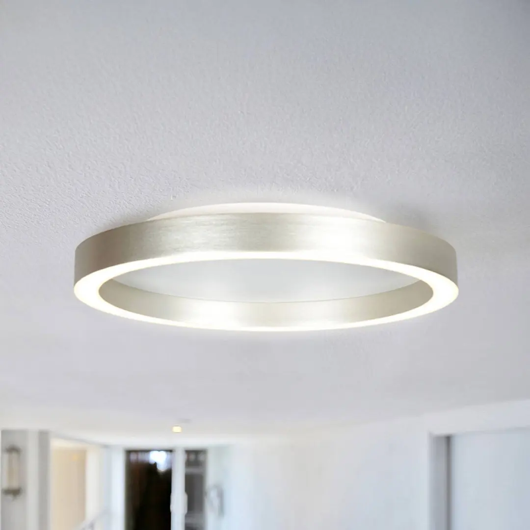 Steinhauer LED-Deckenlampe Ringlux, stahlgrau, Ø 40 cm, Metall, 2.700 K