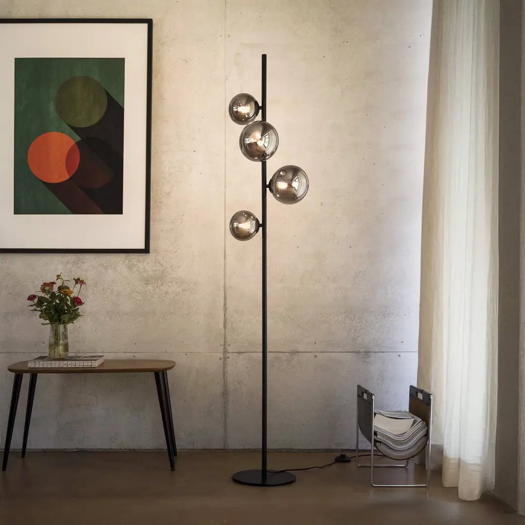 Ideal Lux Stehlampe Perlage schwarz/rauchgrau Höhe 164cm 4fl