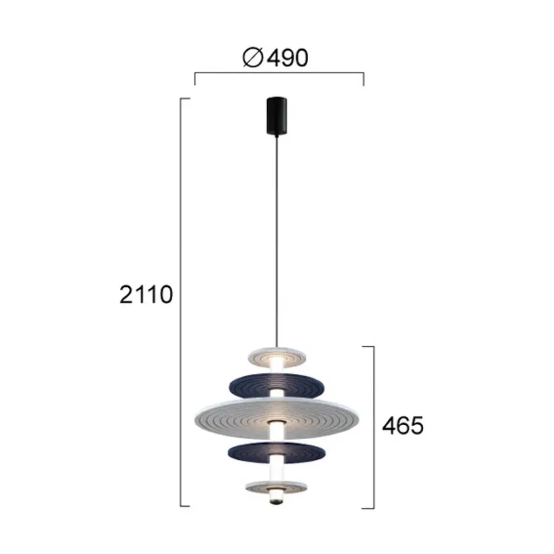 Viokef LED-Hängelampe Azul, Höhe 46 cm, blau/grau/schwarz/, Filz