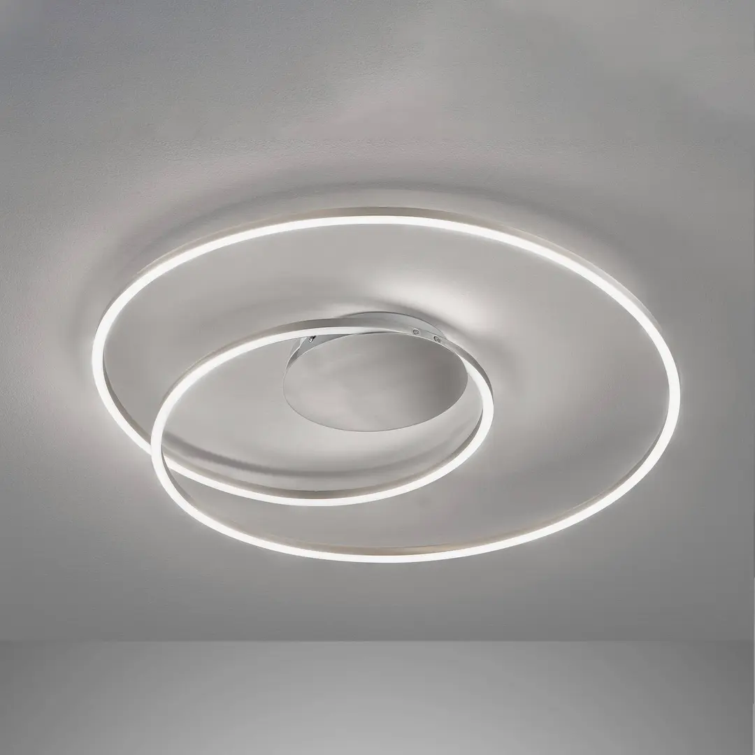 FISCHER & HONSEL LED-Deckenlampe HOLY, nickel, Ø 68 cm, Fernbedienung, CCT