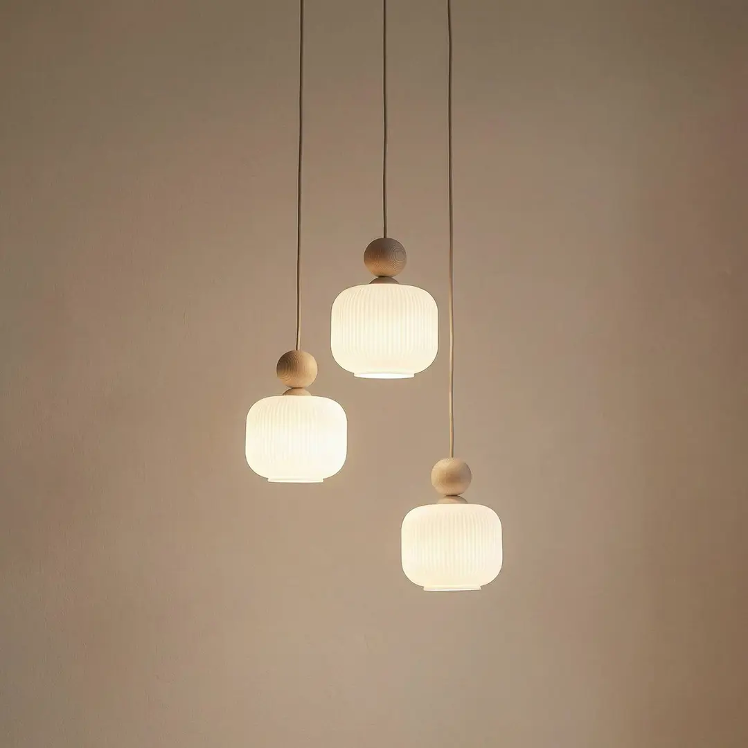 TK Lighting Pendelleuchte Ballo, 3-flammig, weiß, Glas, Ø 35 cm