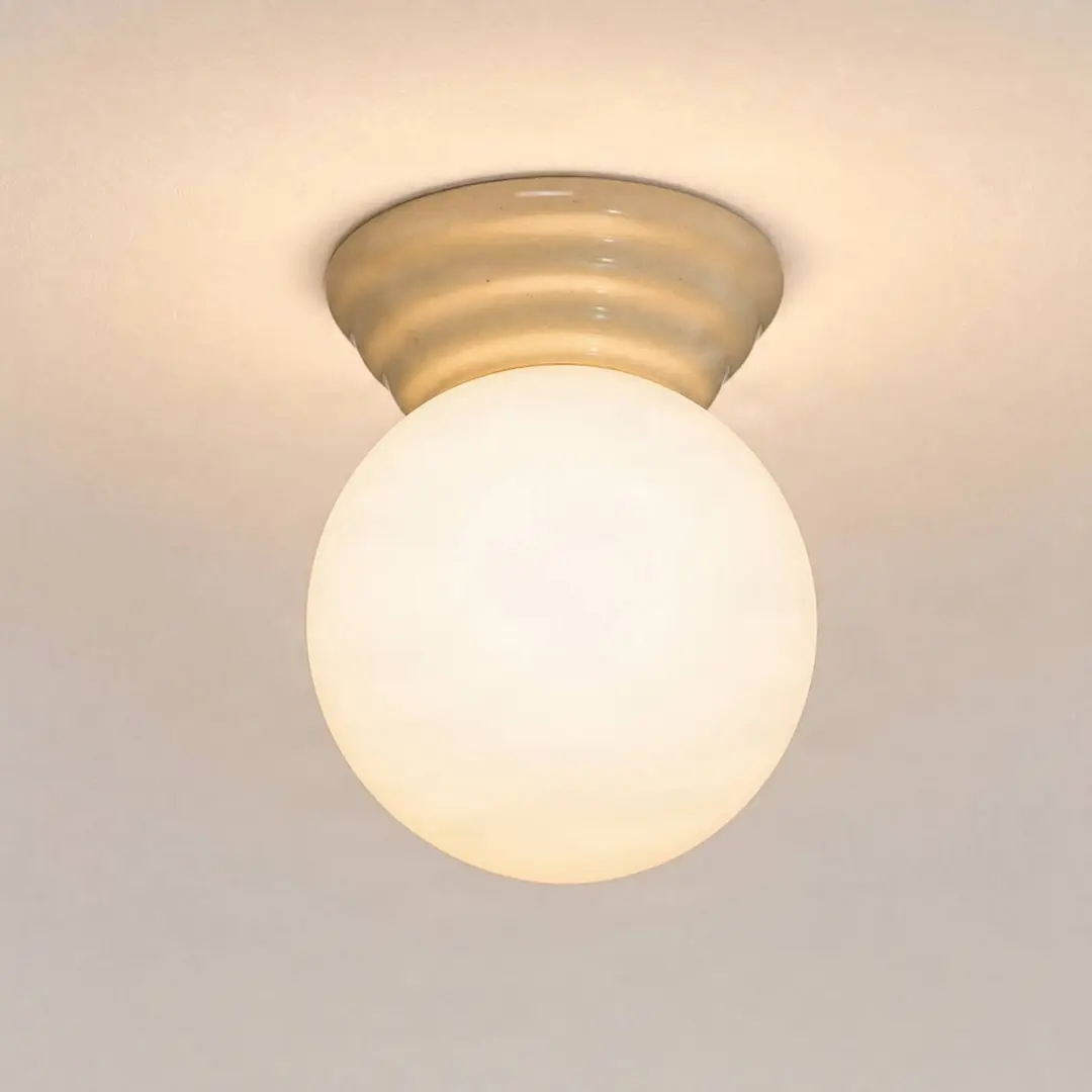 SOLLUX LIGHTING Deckenleuchte Zori, beige/opal, Ø 16 cm, Keramik/Glas, IP44