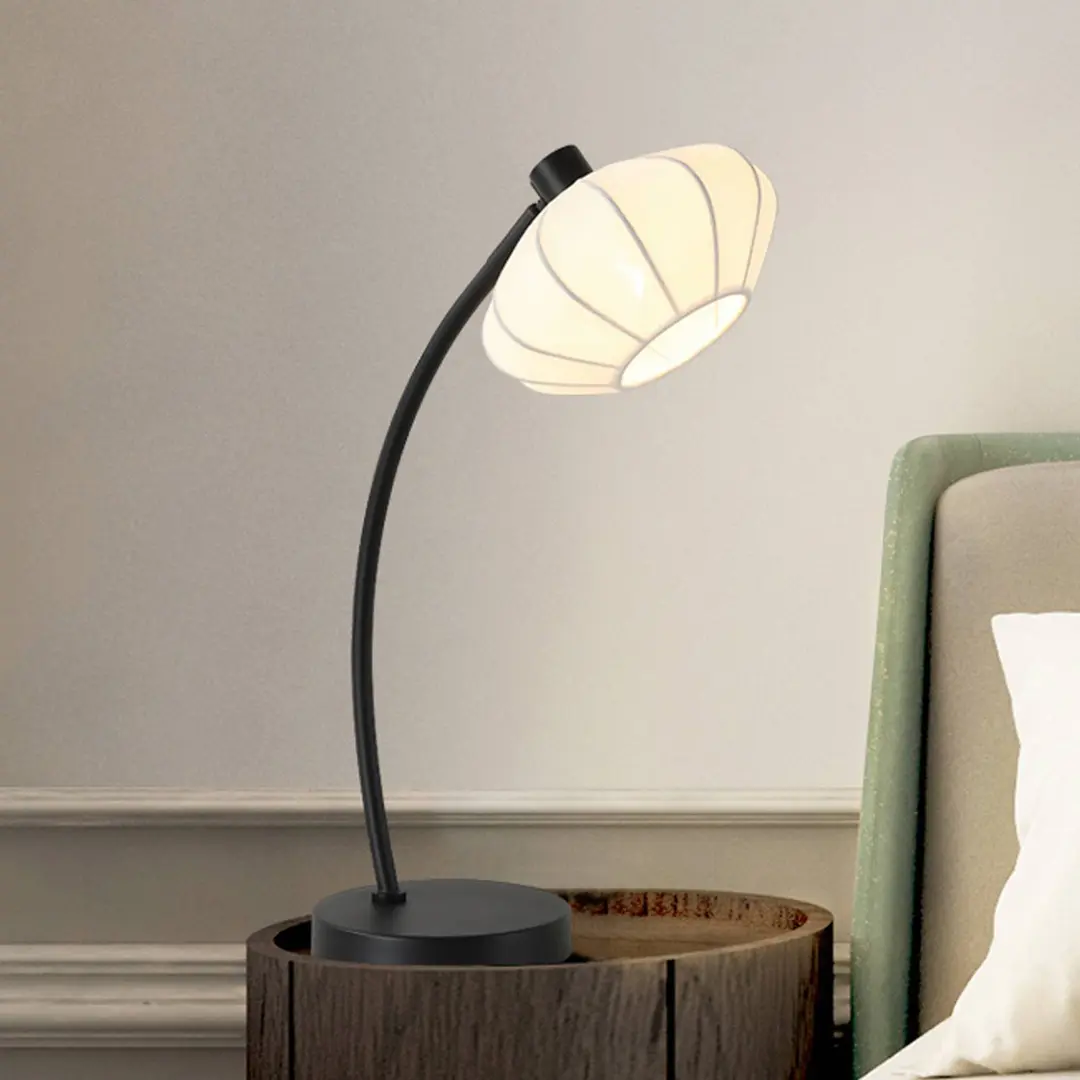 Searchlight Tischleuchte Radiant, schwarz/weiß, Höhe 48 cm, Metall/Stoff