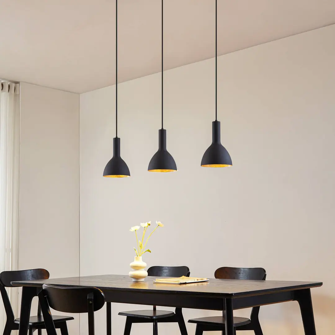 Arcchio Hängelampe Cosmina, 3-flammig, Länge 90 cm, schwarz