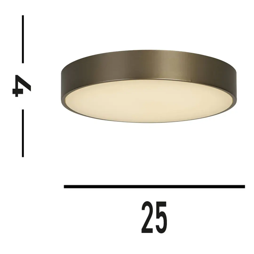Searchlight LED-Deckenleuchte Palma, bronzefarben, Ø 25 cm, Stahl/Acryl