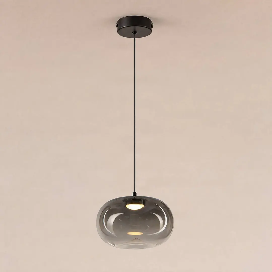 Milagro Lighting LED-Pendellampe Vaso, rauchgrau, Ø 18 cm, Glas