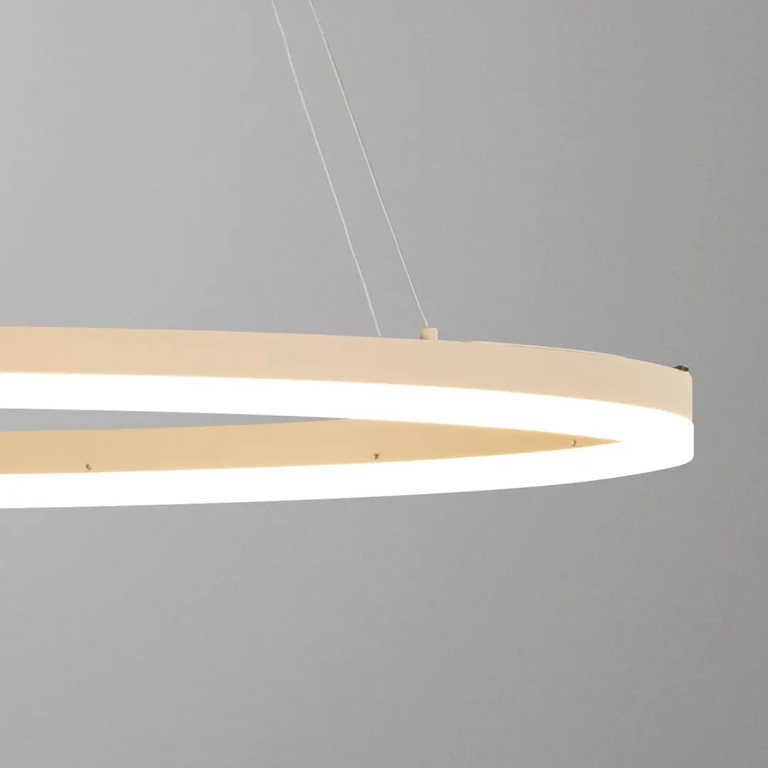 FISCHER & HONSEL LED-Hängelampe Silvio, Länge 100 cm, sandfarben, Metall, CCT