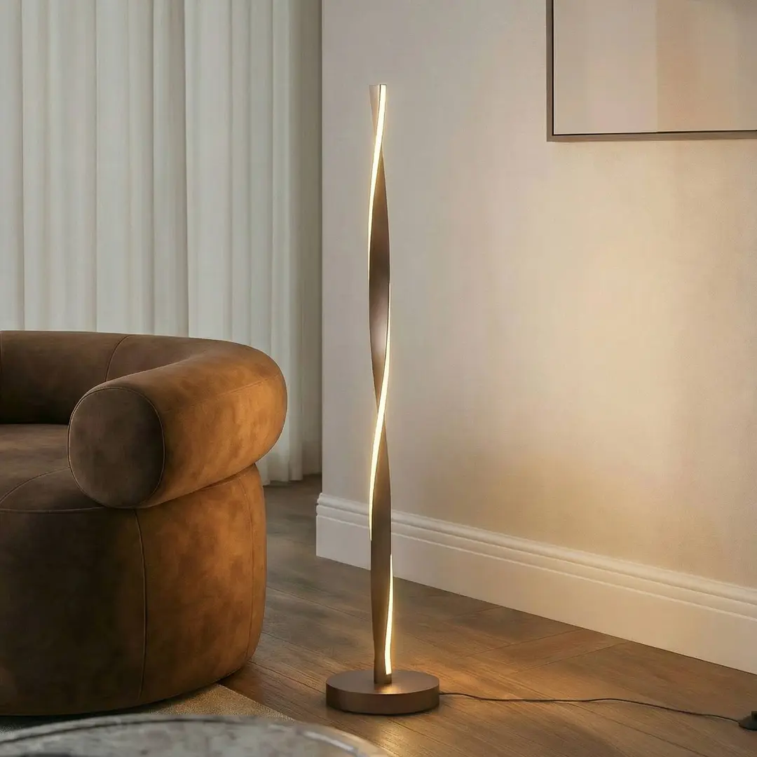 Lindby LED-Stehleuchte Jaren, schwarz/braun, 114 cm, CCT