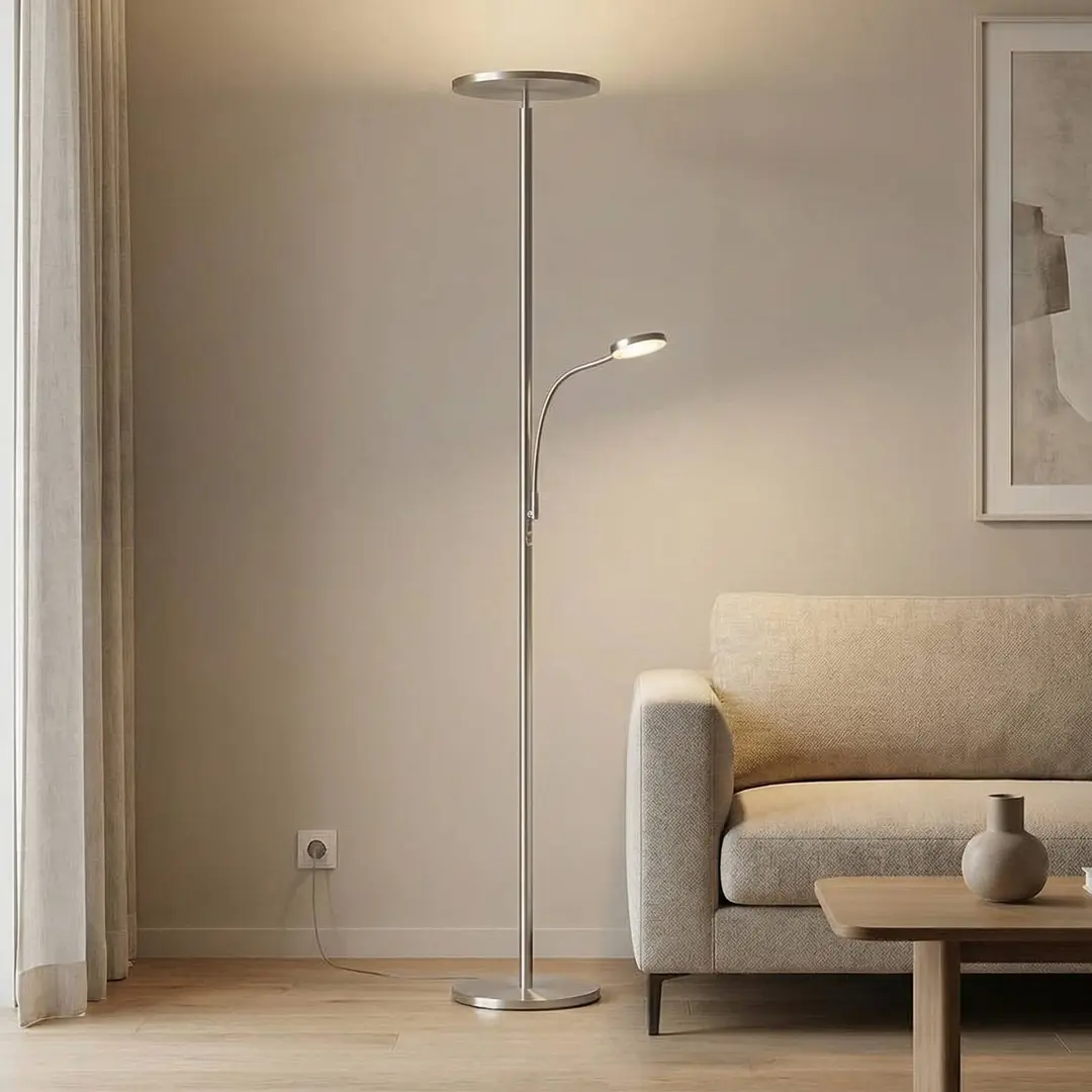 Knapstein Dimmbarer LED-Deckenfluter Hades mit LED-Lesearm