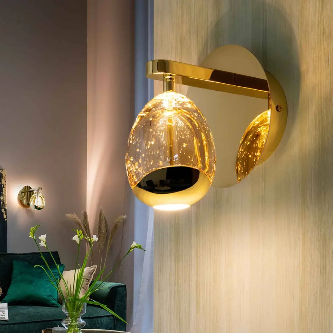 Schuller Valencia LED-Wandleuchte Rocio, Metall, Glas, 1-flammig, gold