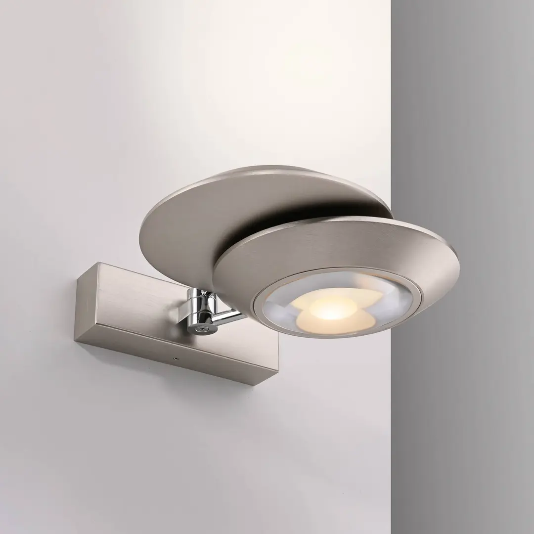 Pure LED-Wandlampe PURE Oculis, silberfarben 30 cm, Eisen, 2-flg.