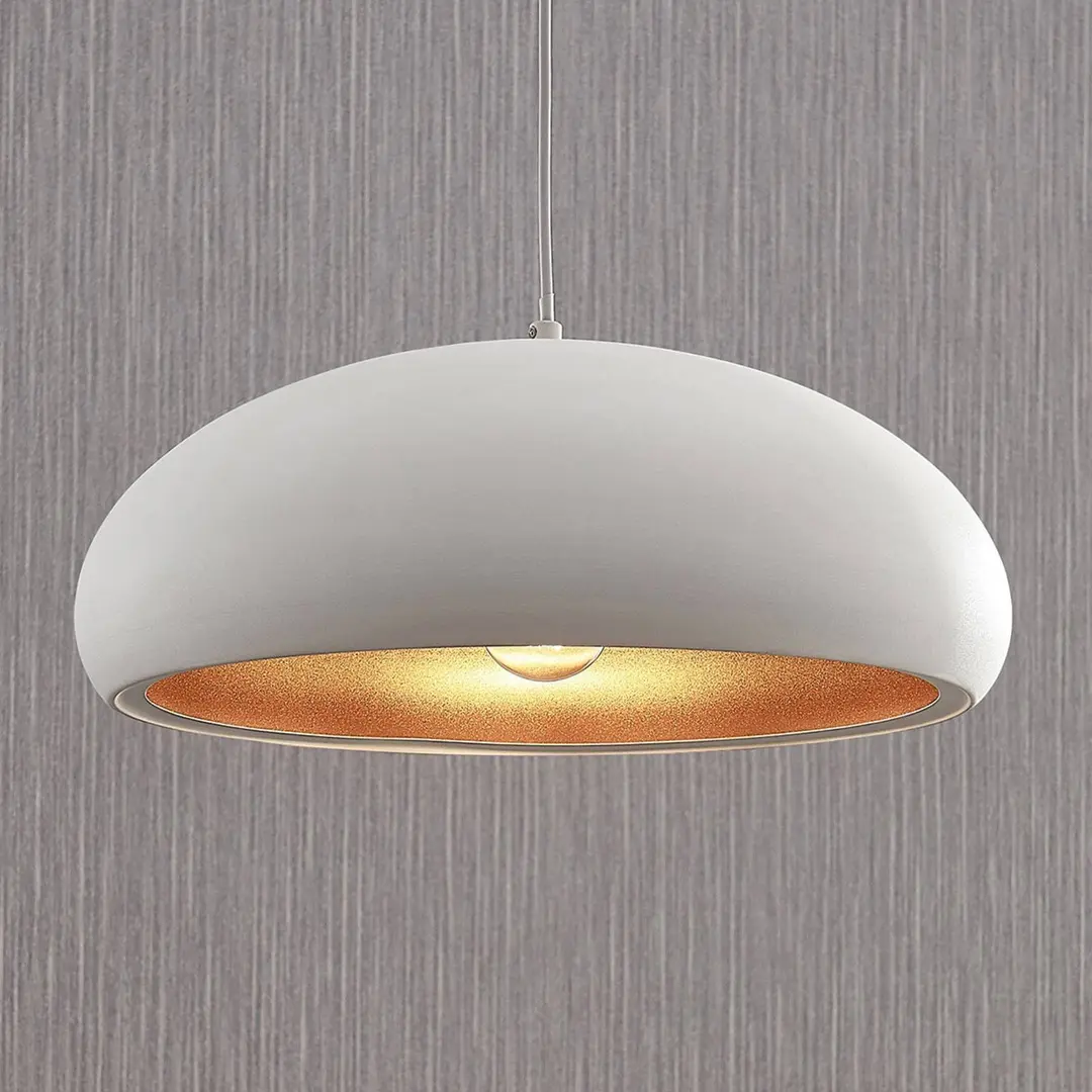 Lindby Pendellampe Gerwina, weiß/gold, Metall, 40 cm, E27