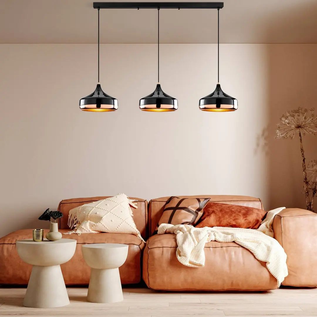 Opviq Hängeleuchte Yildo, Länge 146 cm, schwarz/kupfer, 3-flammig