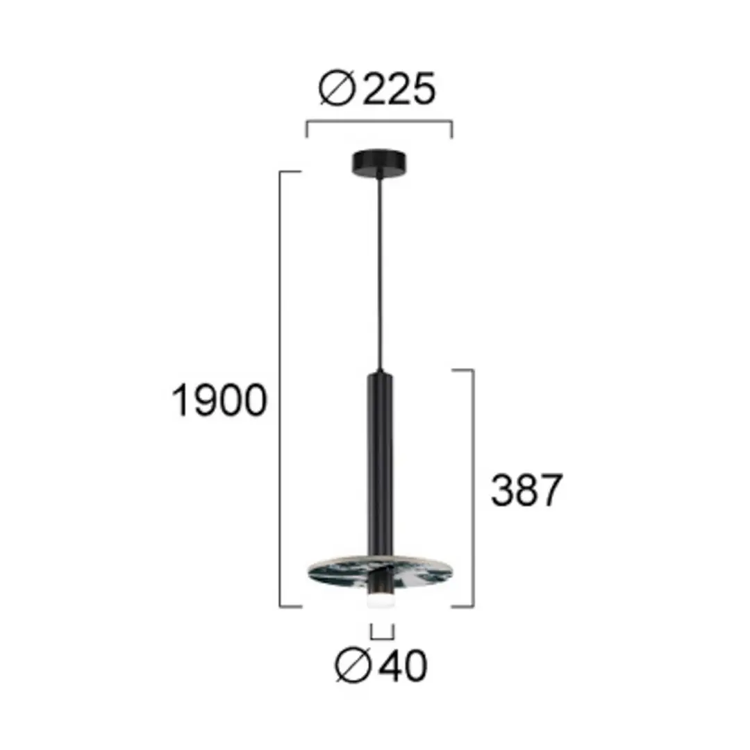 Viokef LED-Hängelampe Leandros, schwarz, Ø 40 cm, Kunststein/Metall