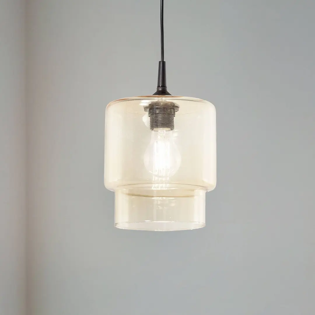 Argon Glas-Pendelleuchte Nesto, amber, Ø 18 cm, E27