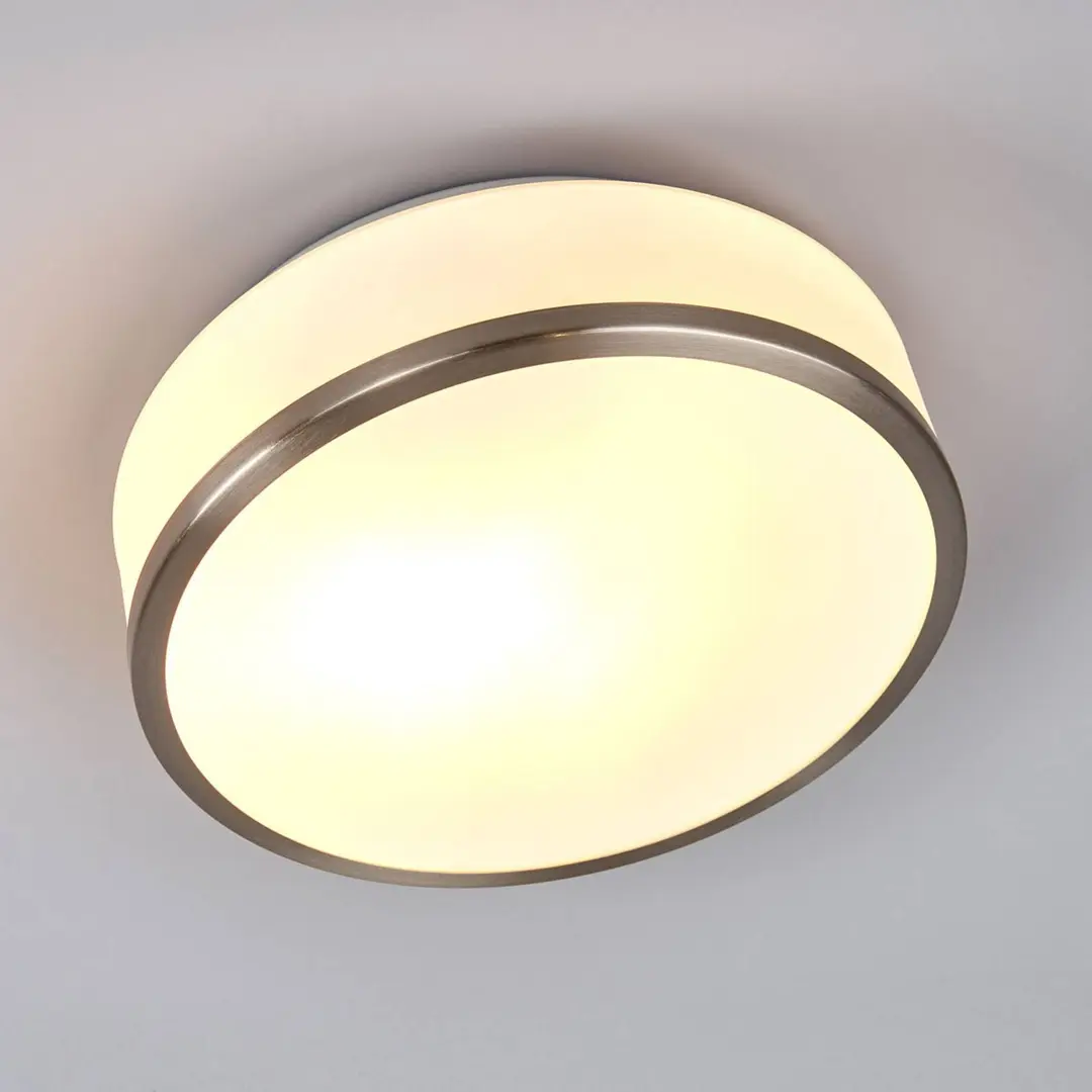 Searchlight Deckenleuchte Flush IP44, Ø 28cm, silber satiniert