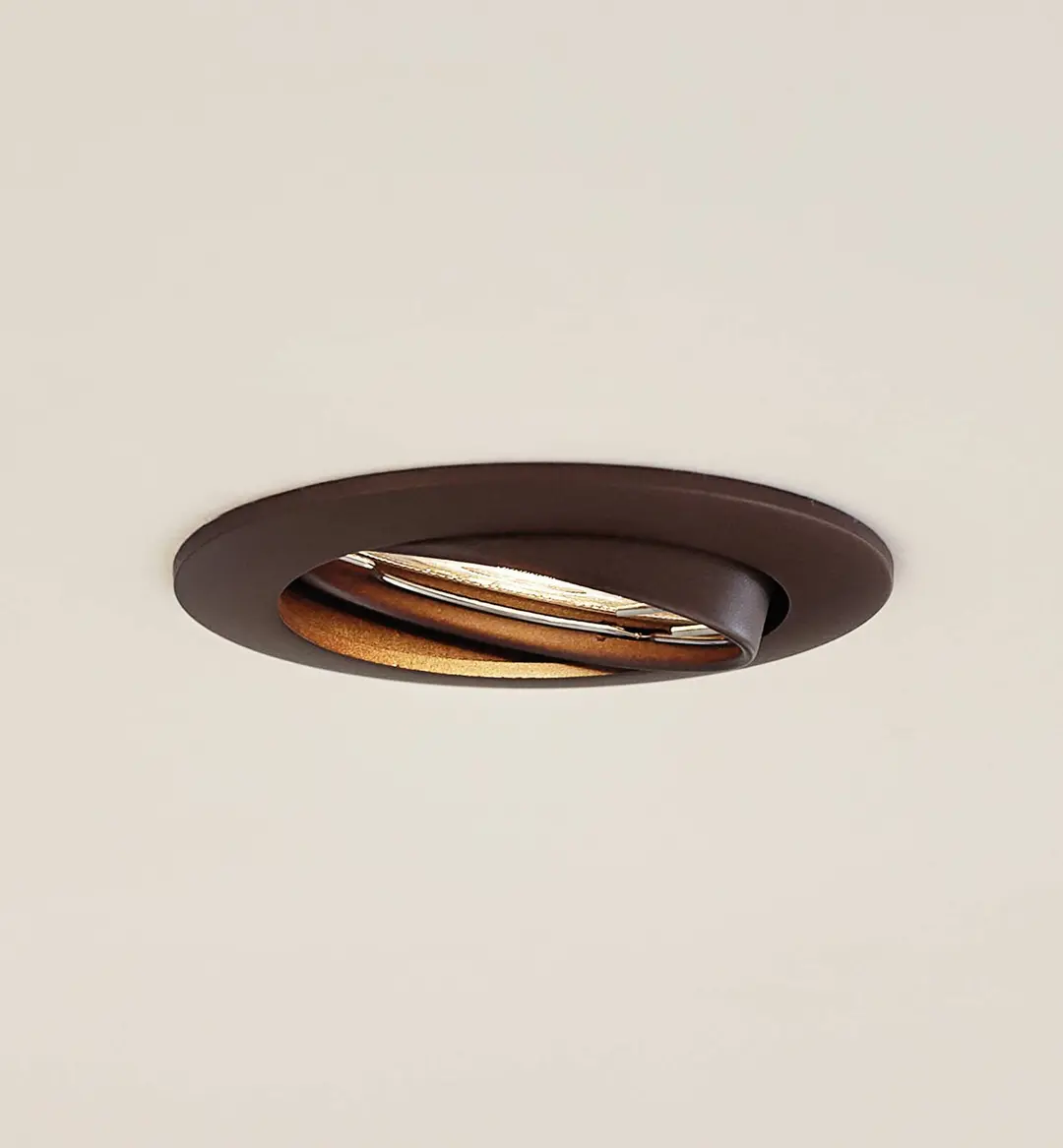 Prios Deckeneinbauleuchte Fibur, bronze, Zink, Ø 8,2 cm