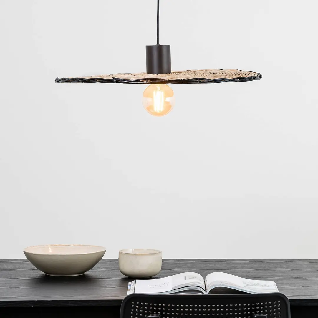 FARO BARCELONA Hängeleuchte Costas, Rattanschirm neigbar, Ø 60cm