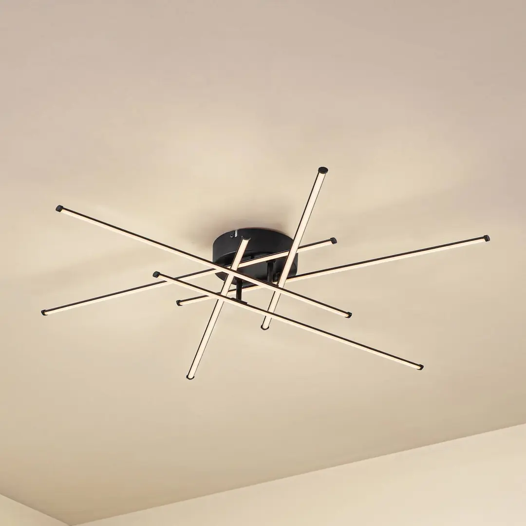Lindby LED-Deckenleuchte Elviano, Ø 80 cm, schwarz, 3.000 K