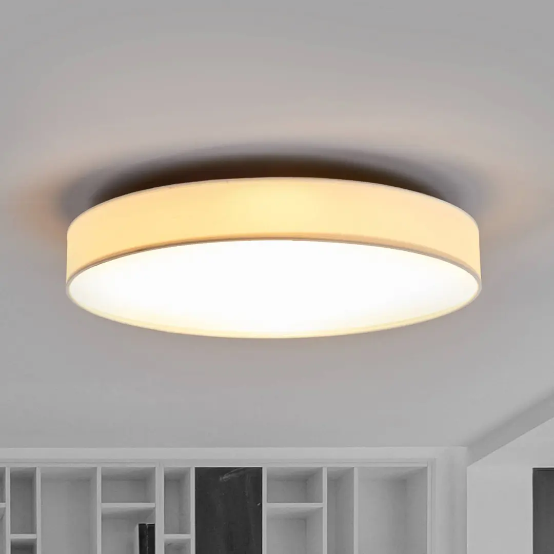 Lindby LED-Deckenlampe Saira, Ø 50 cm, weiß, Textil