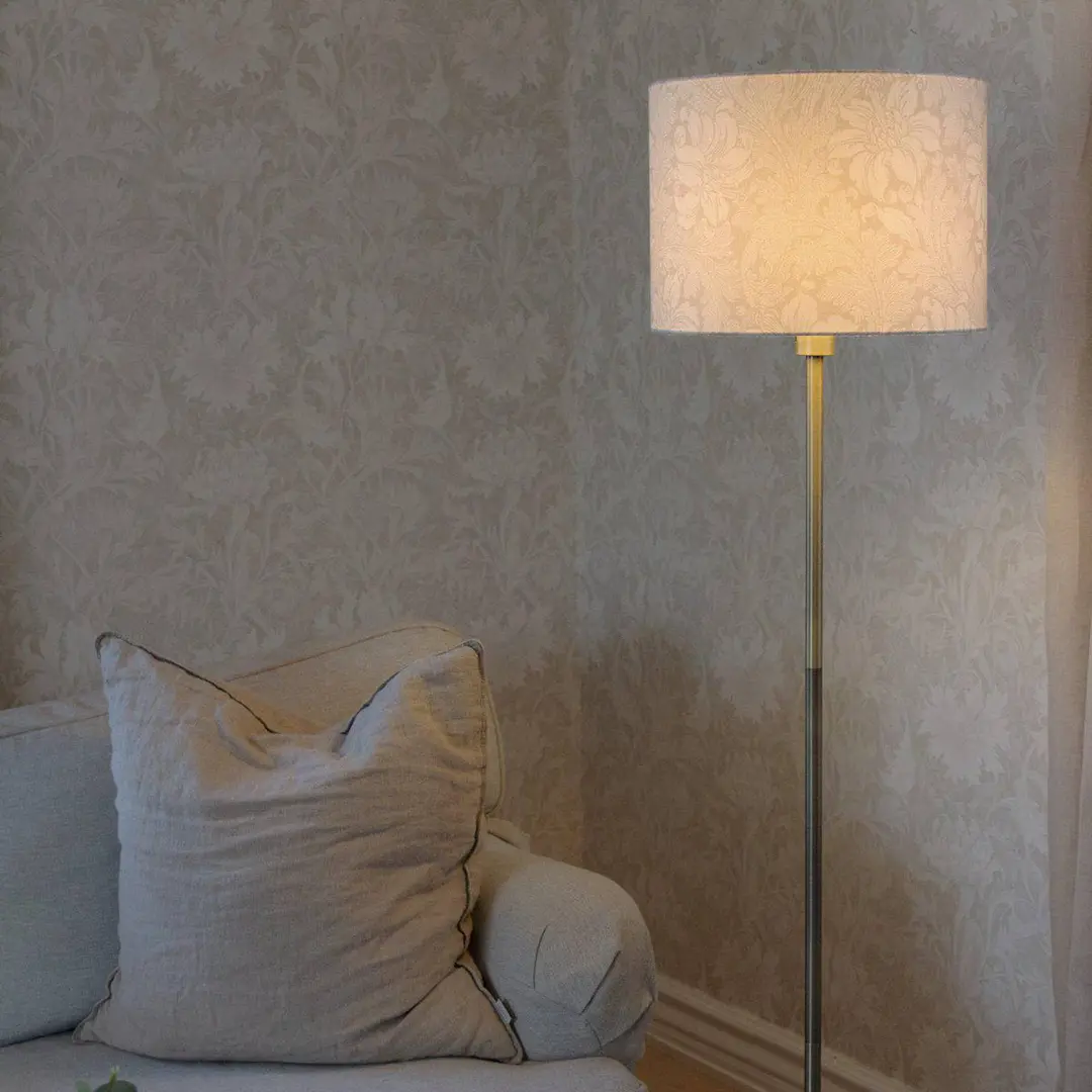 PR Home Stehleuchte Amy, beige/gold, Höhe 150 cm, Textil, E27