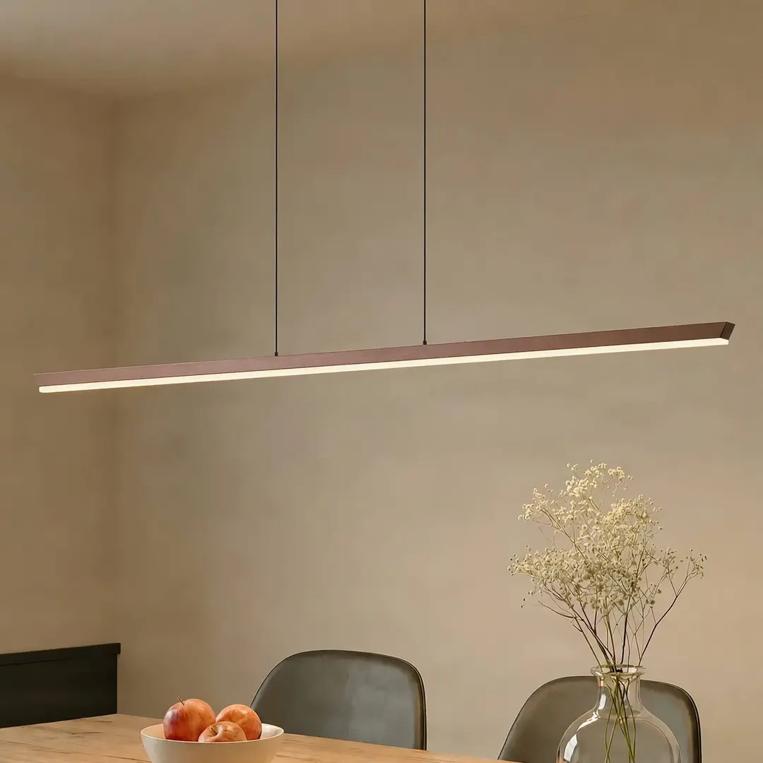 Lucande LED-Hängelampe Solvar, 158 cm, braun, CCT, dimmbar