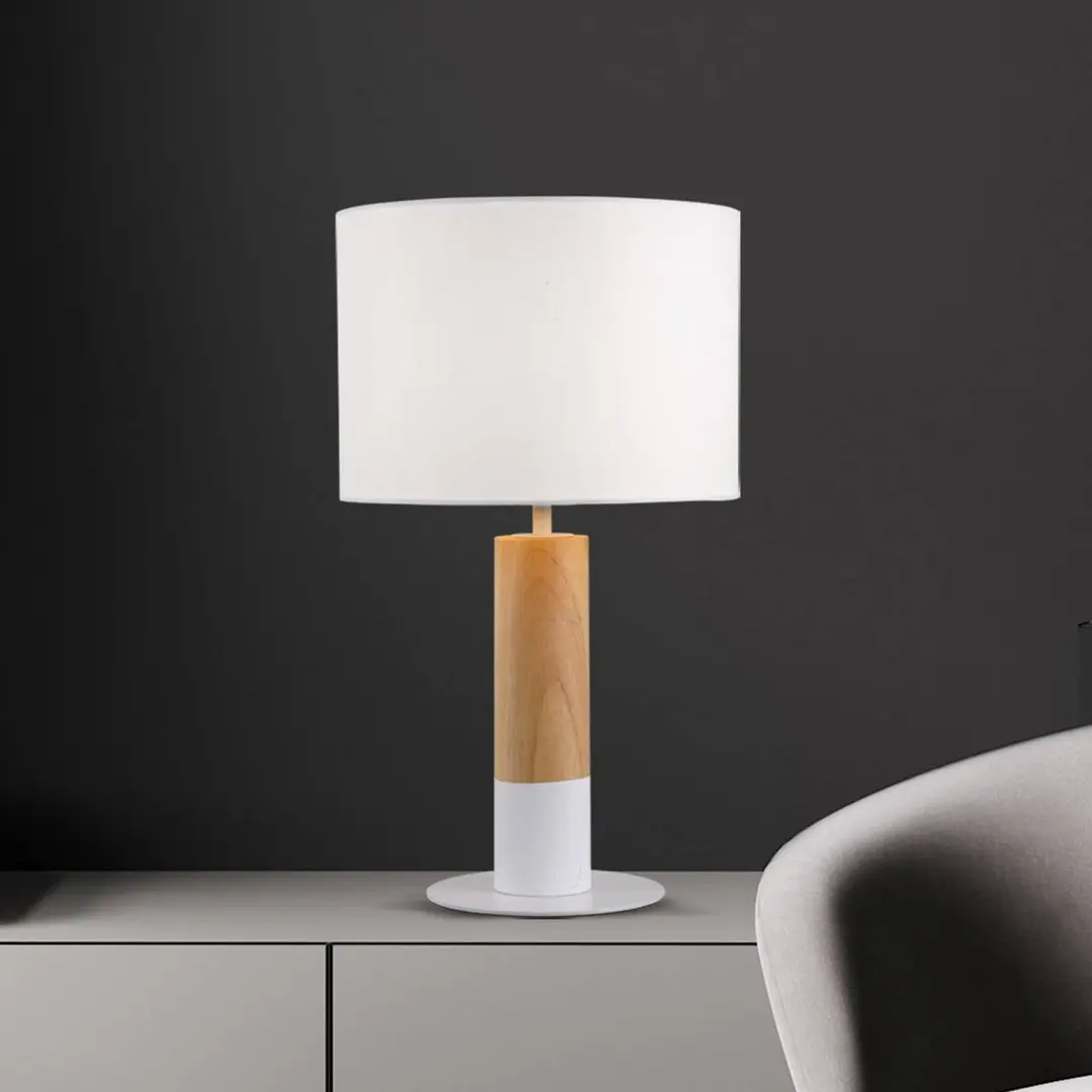 Viokef Tischlampe Carroll, holz hell/weiß, Höhe 43 cm, Stoff
