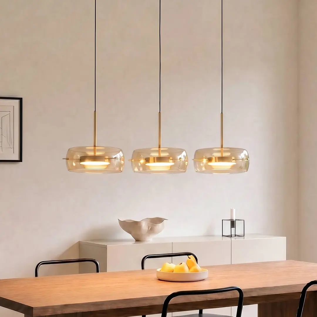 Lucande LED-Hängeleuchte Martis, amber, 3-flg., dimmbar