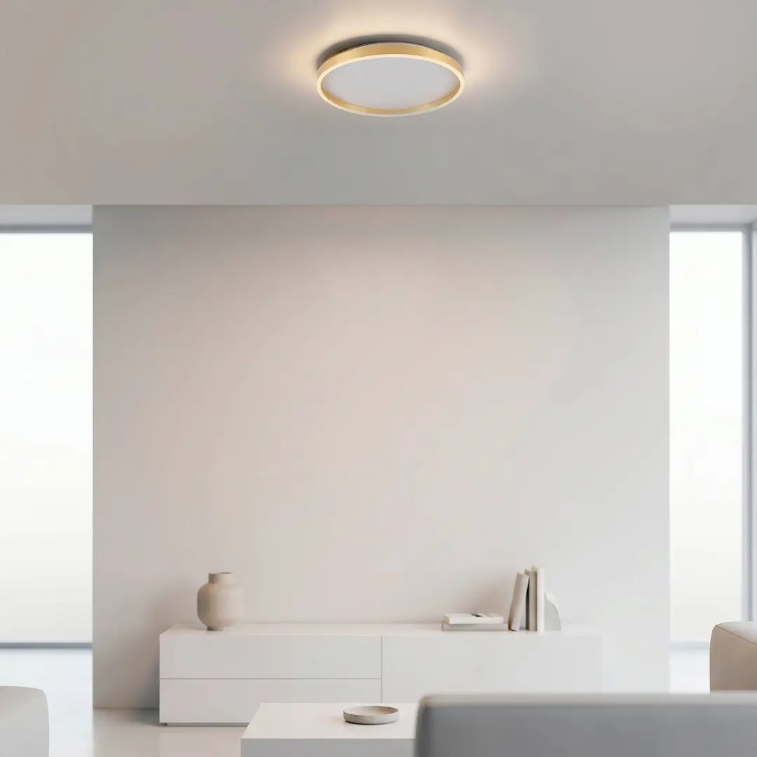 JUST LIGHT. GmbH LED-Deckenlampe Madlen, goldfarben, Ø 40 cm, Alu, 3000K, dim