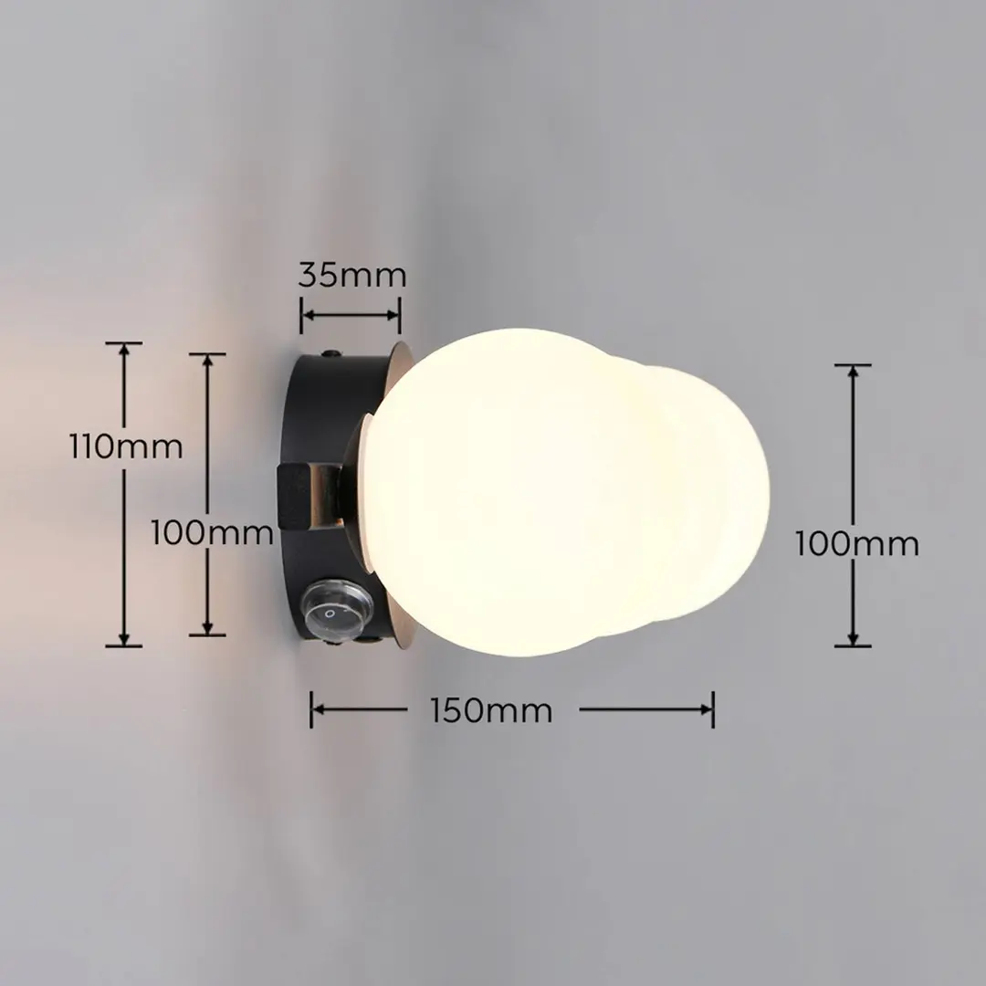 Trio Lighting Wandleuchte Alfio, 50 cm schwarz Metall/Glas IP44 3-fl.